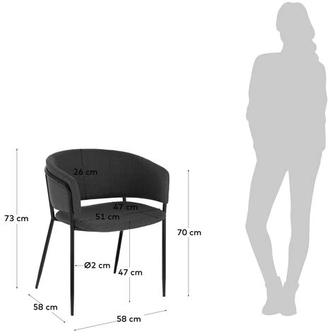 Kave Home - Chaise Runnie Gris Foncé Et Pieds En Acier Noir - Noir 7 Kave Home - Chaise Runnie Gris Foncé Et Pieds En Acier Noir - Noir – Image 5