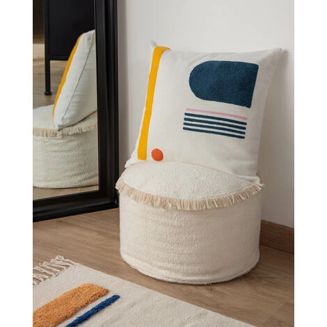 Kave Home - Housse De Coussin Natala 100 % Coton Demi-cercle Et Rectangle Bleu 45 X 45 Cm - Blanc 4 Kave Home - Housse De Coussin Natala 100 % Coton Demi-cercle Et Rectangle Bleu 45 X 45 Cm - Blanc – Image 2