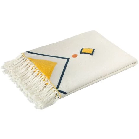 Kave Home - Plaid Itri 100 % Coton Blanc Et Losanges Multicolores 130 X 170 Cm - Blanc 3 Kave Home - Plaid Itri 100 % Coton Blanc Et Losanges Multicolores 130 X 170 Cm - Blanc