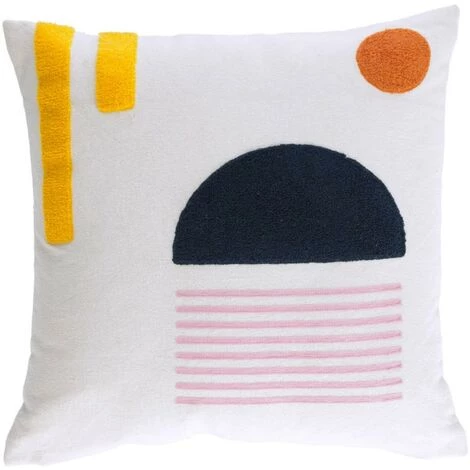 Kave Home - Housse De Coussin Natala 100 % Coton Blanc Et Demi-cercle Bleu 45 X 45 Cm - Blanc 3 Kave Home - Housse De Coussin Natala 100 % Coton Blanc Et Demi-cercle Bleu 45 X 45 Cm - Blanc