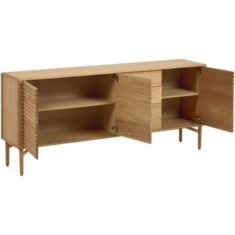 Kave Home - Buffet Lenon 2 Portes Et 3 Tiroirs Bois Et Placage Chêne 200 X 86 Cm FSC MIX Credit - Naturel 4 Kave Home - Buffet Lenon 2 Portes Et 3 Tiroirs Bois Et Placage Chêne 200 X 86 Cm FSC MIX Credit - Naturel – Image 2