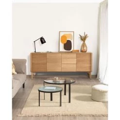 Kave Home - Buffet Lenon 2 Portes Et 3 Tiroirs Bois Et Placage Chêne 200 X 86 Cm FSC MIX Credit - Naturel 10 Kave Home - Buffet Lenon 2 Portes Et 3 Tiroirs Bois Et Placage Chêne 200 X 86 Cm FSC MIX Credit - Naturel -KAVE HOME Soldes 2022 51186309 4