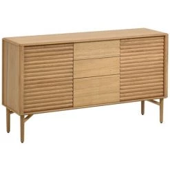 Kave Home - Buffet Lenon 2 Portes Et 3 Tiroirs Bois Et Placage Chêne 155 X 86 Cm FSC MIX Credit - Naturel