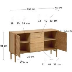 Kave Home - Buffet Lenon 2 Portes Et 3 Tiroirs Bois Et Placage Chêne 155 X 86 Cm FSC MIX Credit - Naturel 11 Kave Home - Buffet Lenon 2 Portes Et 3 Tiroirs Bois Et Placage Chêne 155 X 86 Cm FSC MIX Credit - Naturel -KAVE HOME Soldes 2022 51186310 5