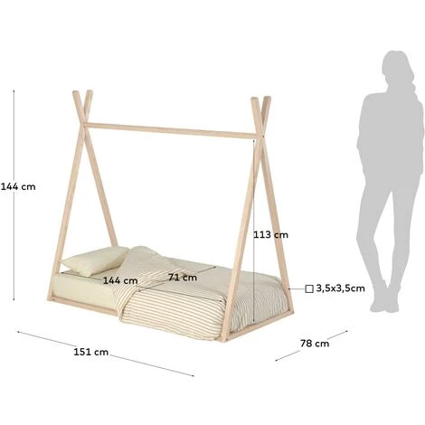 Kave Home - Lit Tipi Maralis En Bois De Hêtre Massif 70 X 140 Cm - Naturel 5 Kave Home - Lit Tipi Maralis En Bois De Hêtre Massif 70 X 140 Cm - Naturel – Image 3