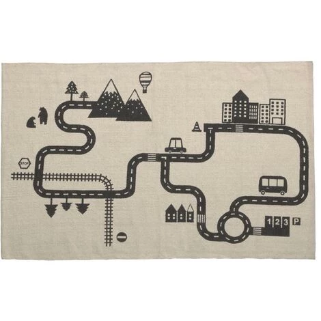 Kave Home - Tapis Nisi 100% Coton (GOTS) Beige Et Noir 75 X 120 Cm - Beige 3 Kave Home - Tapis Nisi 100% Coton (GOTS) Beige Et Noir 75 X 120 Cm - Beige