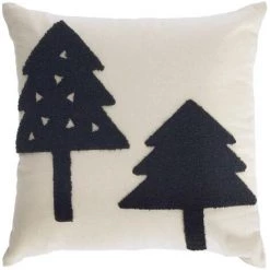 Kave Home - Housse De Coussin Saori 100% Coton (GOTS) Arbres Grandes Noir 45 X 45 Cm - Beige