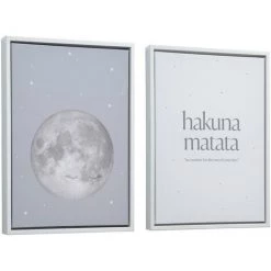 Kave Home - Lot De 2 Tableaux Ludmila En Bois Blanc Lune Grise - Gris