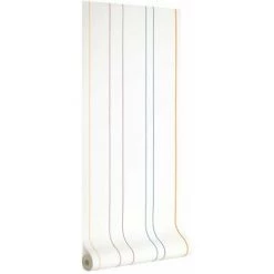 Kave Home - Papier Peint Nahilin Blanc Avec Motif à Rayures Multicolore 10 X 0,53 M FSC MIX Credit - Multicolore