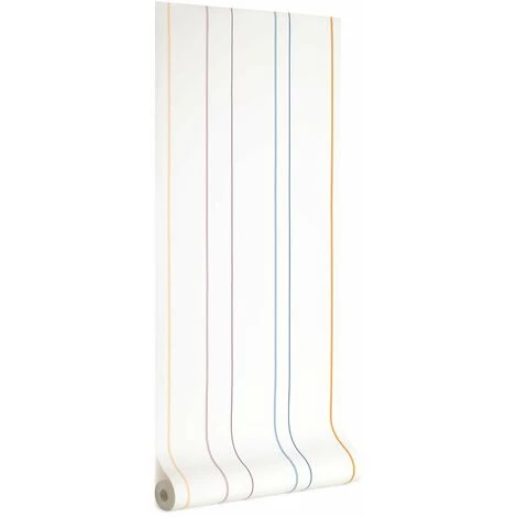 Kave Home - Papier Peint Nahilin Blanc Avec Motif à Rayures Multicolore 10 X 0,53 M FSC MIX Credit - Multicolore 3 Kave Home - Papier Peint Nahilin Blanc Avec Motif à Rayures Multicolore 10 X 0,53 M FSC MIX Credit - Multicolore