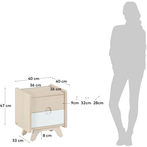 Kave Home - Table De Chevet Nunila En Contreplaqué De Frêne Et Pieds En Frêne Massif 40 X 47 Cm - Naturel 5 Kave Home - Table De Chevet Nunila En Contreplaqué De Frêne Et Pieds En Frêne Massif 40 X 47 Cm - Naturel – Image 3