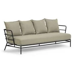 Kave Home - Canapé Mareluz 3 Places En Acier Noir 197 Cm - Beige