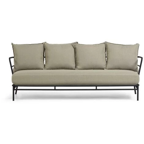 Kave Home - Canapé Mareluz 3 Places En Acier Noir 197 Cm - Beige 4 Kave Home - Canapé Mareluz 3 Places En Acier Noir 197 Cm - Beige – Image 2