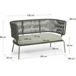 Kave Home - Canapé Nadin 2 Places En Corde Verte Et Acier Galvanisé 135 Cm - Vert 11 Kave Home - Canapé Nadin 2 Places En Corde Verte Et Acier Galvanisé 135 Cm - Vert -KAVE HOME Soldes 2022 51186379 5