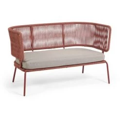 Kave Home - Canapé Nadin 2 Places En Corde Terracotta Et Acier Galvanisé - Rose