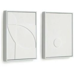 Kave Home - Lot Brunella De 2 Tableaux Blanc 32 X 42 Cm - Blanc