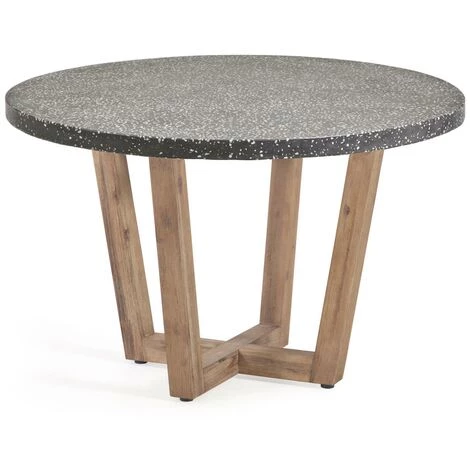 Kave Home - Table Ronde Shanelle En Terrazzo Noir Et Bois D'acacia Massif Ø 120 Cm - Noir 3 Kave Home - Table Ronde Shanelle En Terrazzo Noir Et Bois D'acacia Massif Ø 120 Cm - Noir