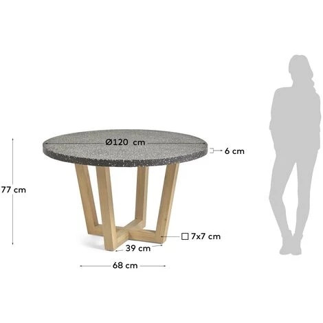 Kave Home - Table Ronde Shanelle En Terrazzo Noir Et Bois D'acacia Massif Ø 120 Cm - Noir 5 Kave Home - Table Ronde Shanelle En Terrazzo Noir Et Bois D'acacia Massif Ø 120 Cm - Noir – Image 3