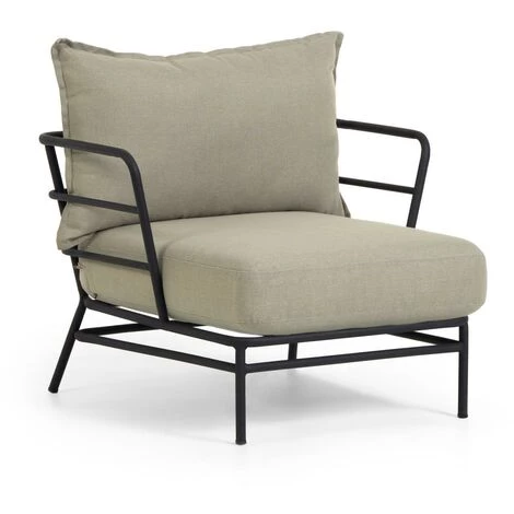 Kave Home - Fauteuil Mareluz En Acier Noir - Beige 3 Kave Home - Fauteuil Mareluz En Acier Noir - Beige