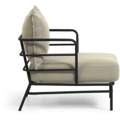 Kave Home - Fauteuil Mareluz En Acier Noir - Beige 4 Kave Home - Fauteuil Mareluz En Acier Noir - Beige – Image 2