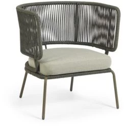 Kave Home - Fauteuil Nadin En Corde Verte Et Pieds En Acier Galvanisé - Vert