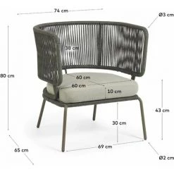 Kave Home - Fauteuil Nadin En Corde Verte Et Pieds En Acier Galvanisé - Vert -KAVE HOME Soldes 2022 51186385 5