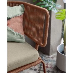 Kave Home - Fauteuil Nadin En Corde Terracotta Et Pieds En Acier Galvanisé - Rose -KAVE HOME Soldes 2022 51186386 4