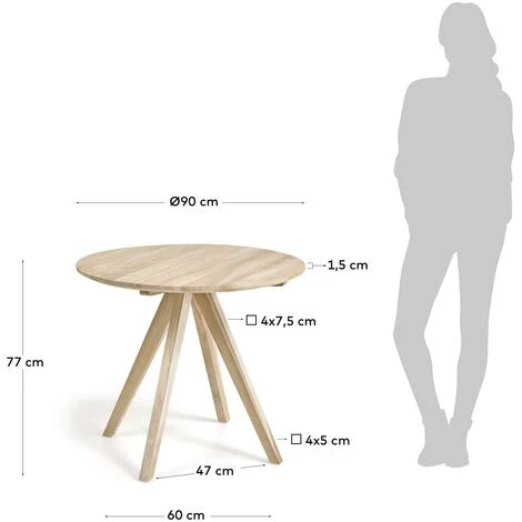 Kave Home - Table Ronde Maial En Bois Massif De Teck Ø 90 Cm - Naturel 5 Kave Home - Table Ronde Maial En Bois Massif De Teck Ø 90 Cm - Naturel – Image 3
