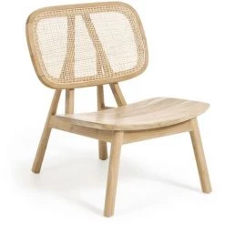 Kave Home - Fauteuil Nadra Bois Massif De Tek Et Rotin - Naturel