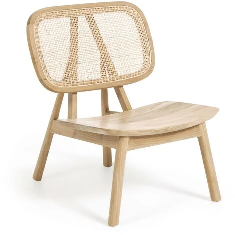 Kave Home - Fauteuil Nadra Bois Massif De Tek Et Rotin - Naturel 3 Kave Home - Fauteuil Nadra Bois Massif De Tek Et Rotin - Naturel