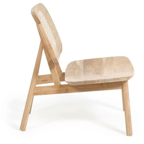 Kave Home - Fauteuil Nadra Bois Massif De Tek Et Rotin - Naturel 4 Kave Home - Fauteuil Nadra Bois Massif De Tek Et Rotin - Naturel – Image 2