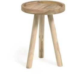 Kave Home - Table D'appoint Ronde Glenda En Bois Massif De Teck Ø 35 Cm - Naturel