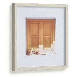 Kave Home - Tableau Leyla En Bois Fenêtre Maison Marron 40 X 40 Cm - Naturel