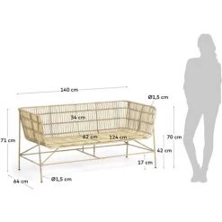 Kave Home - Canapé Aiala 2 Places Rotin 140 Cm - Naturel 11 Kave Home - Canapé Aiala 2 Places Rotin 140 Cm - Naturel -KAVE HOME Soldes 2022 51186429 5