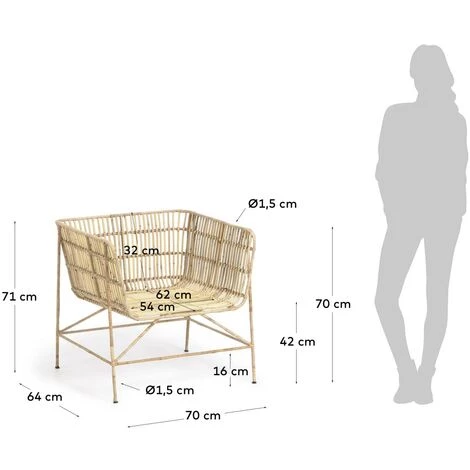 Kave Home - Fauteuil Aiala Rotin - Naturel 7 Kave Home - Fauteuil Aiala Rotin - Naturel – Image 5