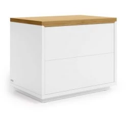Kave Home - Table De Chevet Abilen En Contreplaqué De Chêne Laqué Blanc 53 X 44 Cm - Blanc