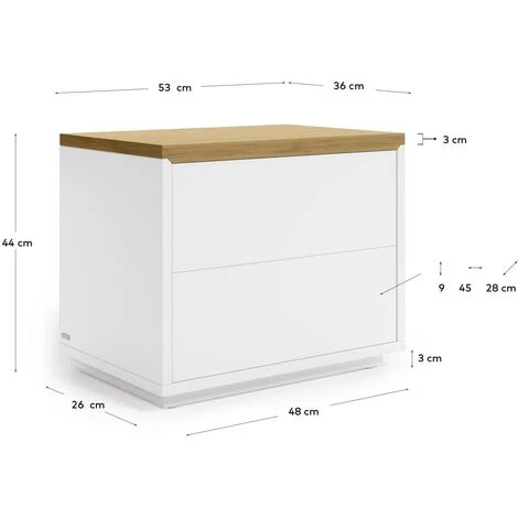 Kave Home - Table De Chevet Abilen En Contreplaqué De Chêne Laqué Blanc 53 X 44 Cm - Blanc 6 Kave Home - Table De Chevet Abilen En Contreplaqué De Chêne Laqué Blanc 53 X 44 Cm - Blanc – Image 4