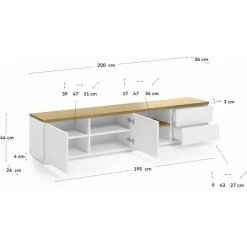 Kave Home - Meuble TV Abilen 2 Portes Et 2 Tiroirs Placage De Chêne Et Laqué Blanc 200x44 Cm FSC 100% - Blanc 9 Kave Home - Meuble TV Abilen 2 Portes Et 2 Tiroirs Placage De Chêne Et Laqué Blanc 200x44 Cm FSC 100% - Blanc -KAVE HOME Soldes 2022 51186436 4