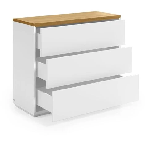 Kave Home - Commode Abilen Contreplaqué De Chêne Et Laqué En Blanc 90 X 75 Cm FSC 100% - Blanc 4 Kave Home - Commode Abilen Contreplaqué De Chêne Et Laqué En Blanc 90 X 75 Cm FSC 100% - Blanc – Image 2