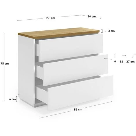 Kave Home - Commode Abilen Contreplaqué De Chêne Et Laqué En Blanc 90 X 75 Cm FSC 100% - Blanc 6 Kave Home - Commode Abilen Contreplaqué De Chêne Et Laqué En Blanc 90 X 75 Cm FSC 100% - Blanc – Image 4