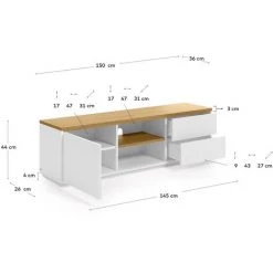 Kave Home - Meuble TV Abilen 1 Porte Et 2 Tiroirs Placage De Chêne Et Laqué Blanc 150 X 44 Cm FSC 100% - Blanc 9 Kave Home - Meuble TV Abilen 1 Porte Et 2 Tiroirs Placage De Chêne Et Laqué Blanc 150 X 44 Cm FSC 100% - Blanc -KAVE HOME Soldes 2022 51186438 4