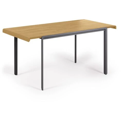 Kave Home - Table Extensible Nadyria En Contreplaqué De Chêne Et Pieds En Acier Noir 120 (160) X 80 Cm - Naturel 4 Kave Home - Table Extensible Nadyria En Contreplaqué De Chêne Et Pieds En Acier Noir 120 (160) X 80 Cm - Naturel – Image 2
