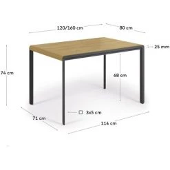 Kave Home - Table Extensible Nadyria En Contreplaqué De Chêne Et Pieds En Acier Noir 120 (160) X 80 Cm - Naturel 9 Kave Home - Table Extensible Nadyria En Contreplaqué De Chêne Et Pieds En Acier Noir 120 (160) X 80 Cm - Naturel -KAVE HOME Soldes 2022 51186443 4