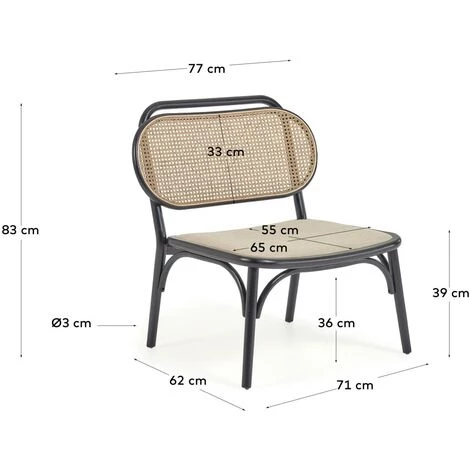 Kave Home - Fauteuil Doriane Bois Massif D'orme Finition Laquée Noir Siège Avec Revêtement 7 Kave Home - Fauteuil Doriane Bois Massif D'orme Finition Laquée Noir Siège Avec Revêtement – Image 5