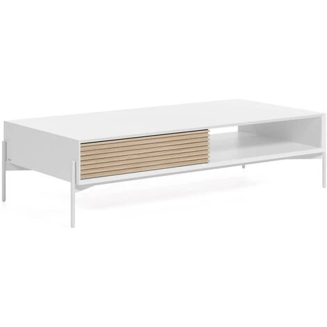 Kave Home - Table Basse Marielle En Contreplaqué De Frêne Et Laqué Blanc 124 X 70 Cm - Blanc 3 Kave Home - Table Basse Marielle En Contreplaqué De Frêne Et Laqué Blanc 124 X 70 Cm - Blanc