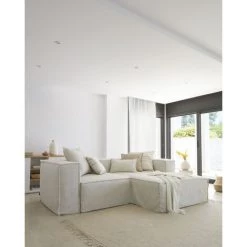 Kave Home - Housse De Canapé Blok 2 Places Avec Méridienne Droite En Lin Blanc - Blanc 5 Kave Home - Housse De Canapé Blok 2 Places Avec Méridienne Droite En Lin Blanc - Blanc -KAVE HOME Soldes 2022 51186470 2