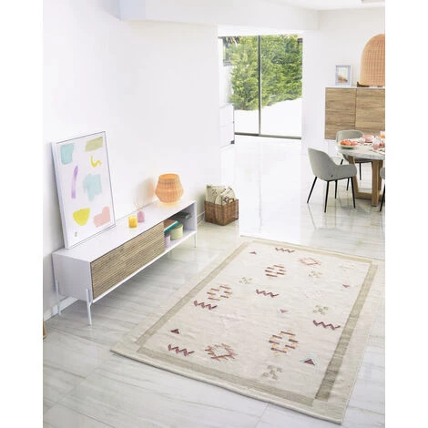 Kave Home - Housse De Coussin Bibiana En Laine Et Coton Beige Imprimés Terracotta Et Jaune 45 X 45 Cm - Beige 4 Kave Home - Housse De Coussin Bibiana En Laine Et Coton Beige Imprimés Terracotta Et Jaune 45 X 45 Cm - Beige – Image 2