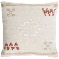 Kave Home - Housse De Coussin Bibiana En Laine Et Coton Beige Imprimés Marron Et Terracotta 45 X 45 Cm - Beige