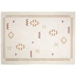 Kave Home - Tapis Bibiana En Laine Et Coton Beige Avec Imprimés 160 X 230 Cm - Beige