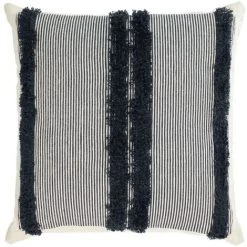 Kave Home - Housse De Coussin Margarte 100% Coton à Rayures Noir Et Blanc 45 X 45 Cm - Noir